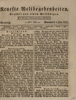 Neueste Weltbegebenheiten (Kemptner Zeitung) Montag 1. Oktober 1827