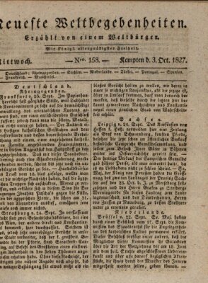 Neueste Weltbegebenheiten (Kemptner Zeitung) Mittwoch 3. Oktober 1827