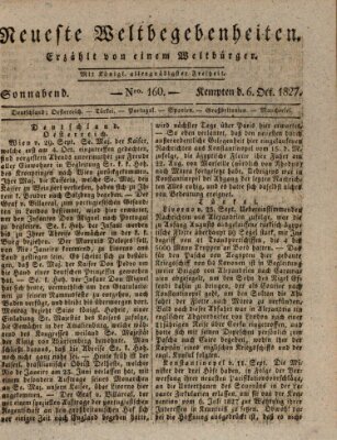 Neueste Weltbegebenheiten (Kemptner Zeitung) Samstag 6. Oktober 1827