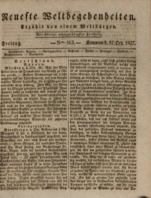 Neueste Weltbegebenheiten (Kemptner Zeitung) Freitag 12. Oktober 1827