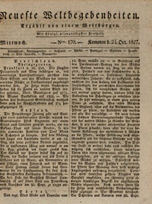 Neueste Weltbegebenheiten (Kemptner Zeitung) Mittwoch 24. Oktober 1827