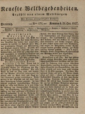 Neueste Weltbegebenheiten (Kemptner Zeitung) Freitag 26. Oktober 1827