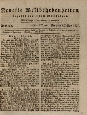 Neueste Weltbegebenheiten (Kemptner Zeitung) Freitag 2. November 1827