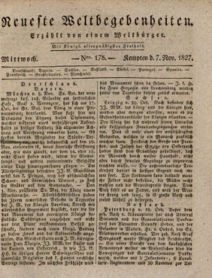 Neueste Weltbegebenheiten (Kemptner Zeitung) Mittwoch 7. November 1827