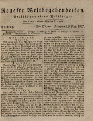 Neueste Weltbegebenheiten (Kemptner Zeitung) Freitag 9. November 1827