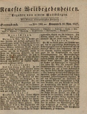 Neueste Weltbegebenheiten (Kemptner Zeitung) Samstag 10. November 1827