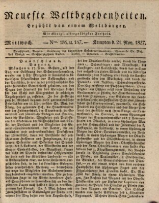 Neueste Weltbegebenheiten (Kemptner Zeitung) Mittwoch 21. November 1827