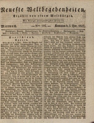 Neueste Weltbegebenheiten (Kemptner Zeitung) Mittwoch 5. Dezember 1827