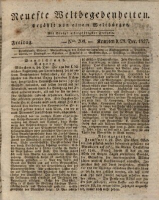 Neueste Weltbegebenheiten (Kemptner Zeitung) Freitag 28. Dezember 1827