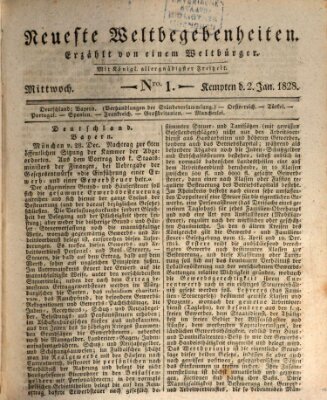 Neueste Weltbegebenheiten (Kemptner Zeitung) Mittwoch 2. Januar 1828