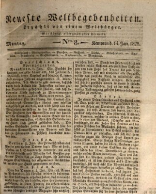 Neueste Weltbegebenheiten (Kemptner Zeitung) Montag 14. Januar 1828