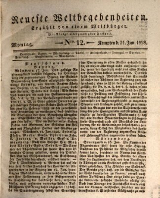 Neueste Weltbegebenheiten (Kemptner Zeitung) Montag 21. Januar 1828