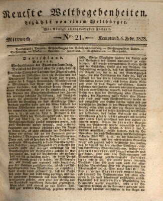 Neueste Weltbegebenheiten (Kemptner Zeitung) Mittwoch 6. Februar 1828