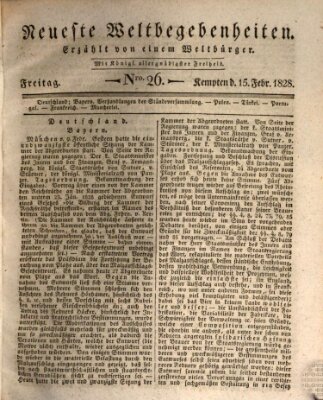 Neueste Weltbegebenheiten (Kemptner Zeitung) Freitag 15. Februar 1828