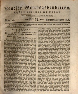 Neueste Weltbegebenheiten (Kemptner Zeitung) Montag 25. Februar 1828