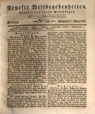 Neueste Weltbegebenheiten (Kemptner Zeitung) Freitag 7. März 1828