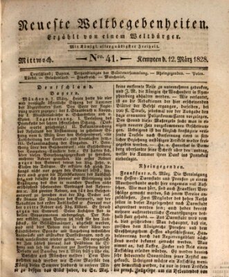 Neueste Weltbegebenheiten (Kemptner Zeitung) Mittwoch 12. März 1828