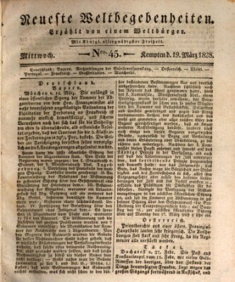 Neueste Weltbegebenheiten (Kemptner Zeitung) Mittwoch 19. März 1828