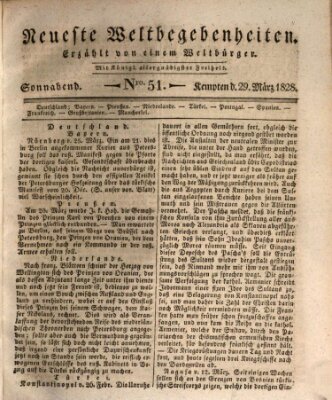 Neueste Weltbegebenheiten (Kemptner Zeitung) Samstag 29. März 1828