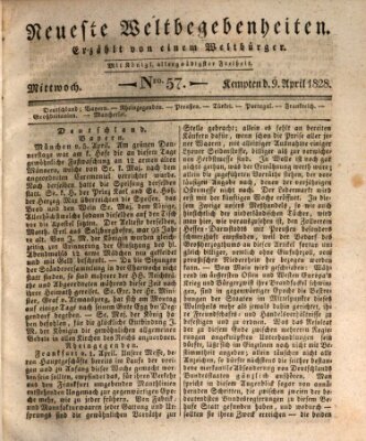 Neueste Weltbegebenheiten (Kemptner Zeitung) Mittwoch 9. April 1828