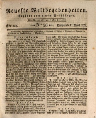 Neueste Weltbegebenheiten (Kemptner Zeitung) Freitag 11. April 1828