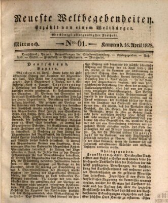 Neueste Weltbegebenheiten (Kemptner Zeitung) Mittwoch 16. April 1828