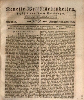 Neueste Weltbegebenheiten (Kemptner Zeitung) Montag 21. April 1828