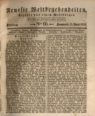 Neueste Weltbegebenheiten (Kemptner Zeitung) Freitag 25. April 1828