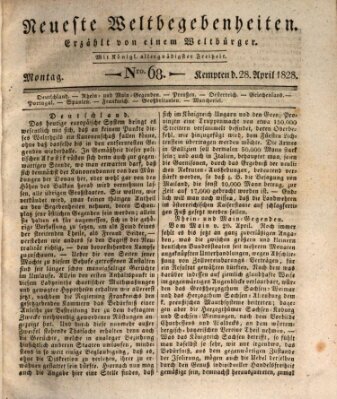 Neueste Weltbegebenheiten (Kemptner Zeitung) Montag 28. April 1828