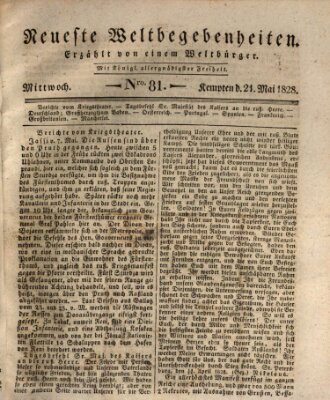 Neueste Weltbegebenheiten (Kemptner Zeitung) Mittwoch 21. Mai 1828