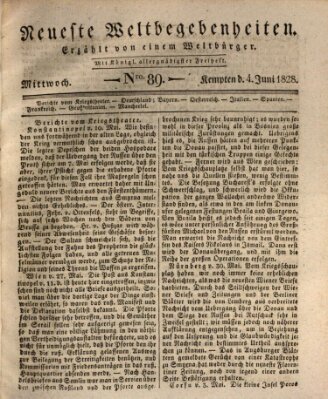 Neueste Weltbegebenheiten (Kemptner Zeitung) Mittwoch 4. Juni 1828