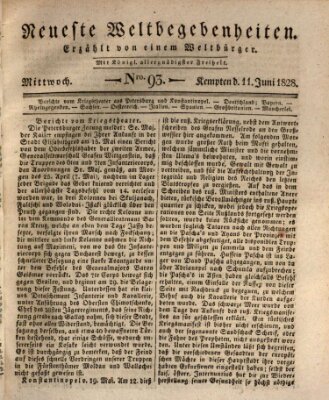 Neueste Weltbegebenheiten (Kemptner Zeitung) Mittwoch 11. Juni 1828