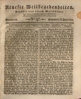 Neueste Weltbegebenheiten (Kemptner Zeitung) Mittwoch 18. Juni 1828