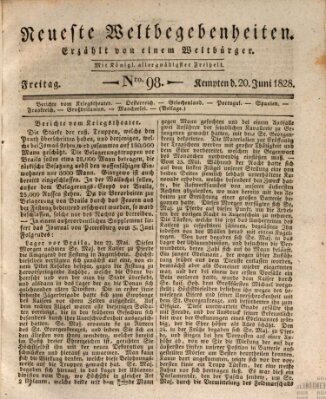 Neueste Weltbegebenheiten (Kemptner Zeitung) Freitag 20. Juni 1828