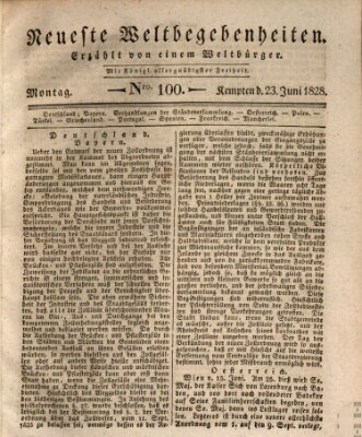 Neueste Weltbegebenheiten (Kemptner Zeitung) Montag 23. Juni 1828