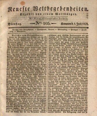 Neueste Weltbegebenheiten (Kemptner Zeitung) Dienstag 1. Juli 1828