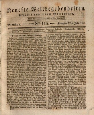 Neueste Weltbegebenheiten (Kemptner Zeitung) Dienstag 15. Juli 1828