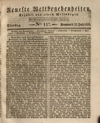 Neueste Weltbegebenheiten (Kemptner Zeitung) Dienstag 22. Juli 1828