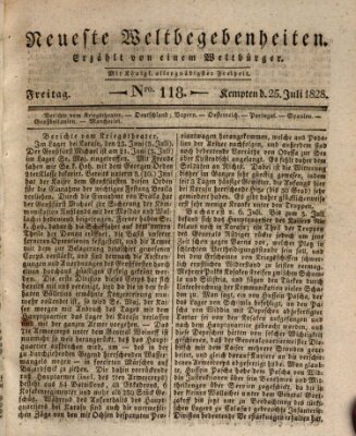 Neueste Weltbegebenheiten (Kemptner Zeitung) Freitag 25. Juli 1828