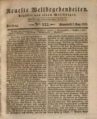 Neueste Weltbegebenheiten (Kemptner Zeitung) Freitag 1. August 1828