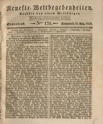 Neueste Weltbegebenheiten (Kemptner Zeitung) Samstag 16. August 1828