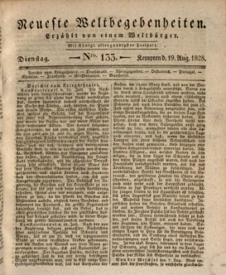 Neueste Weltbegebenheiten (Kemptner Zeitung) Dienstag 19. August 1828