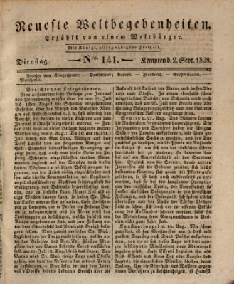 Neueste Weltbegebenheiten (Kemptner Zeitung) Dienstag 2. September 1828