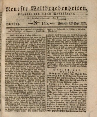 Neueste Weltbegebenheiten (Kemptner Zeitung) Dienstag 9. September 1828