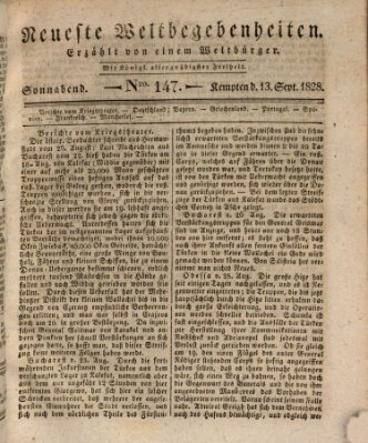 Neueste Weltbegebenheiten (Kemptner Zeitung) Samstag 13. September 1828