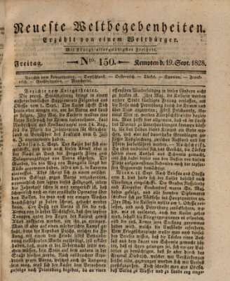 Neueste Weltbegebenheiten (Kemptner Zeitung) Freitag 19. September 1828