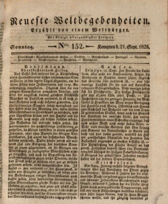 Neueste Weltbegebenheiten (Kemptner Zeitung) Sonntag 21. September 1828