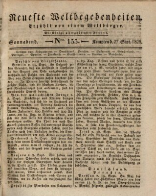 Neueste Weltbegebenheiten (Kemptner Zeitung) Samstag 27. September 1828