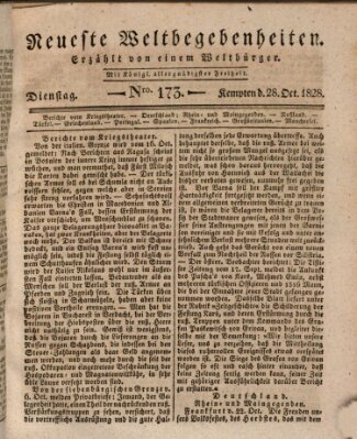 Neueste Weltbegebenheiten (Kemptner Zeitung) Dienstag 28. Oktober 1828