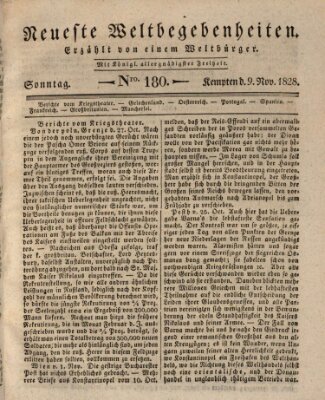 Neueste Weltbegebenheiten (Kemptner Zeitung) Sonntag 9. November 1828